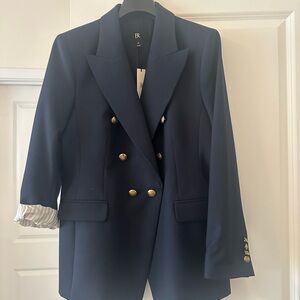 Double breasted navy blue blazer